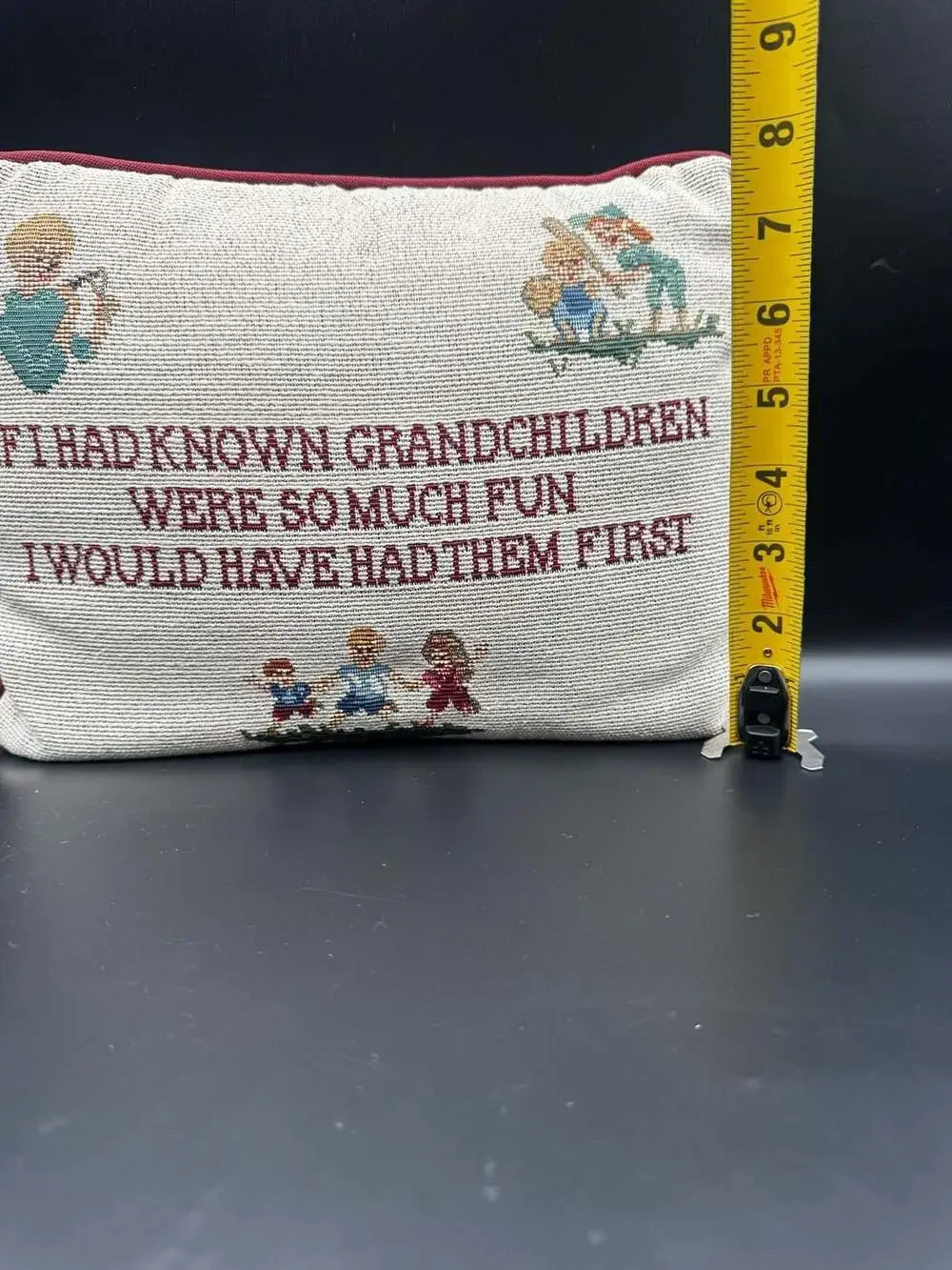Vintage Tapestry Grandchildren Quote Decorative Throw Pillow 11x8